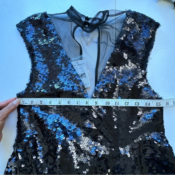 Free People New Dance til dawn black sequin mesh minidress XS - Picture 12 of 15
